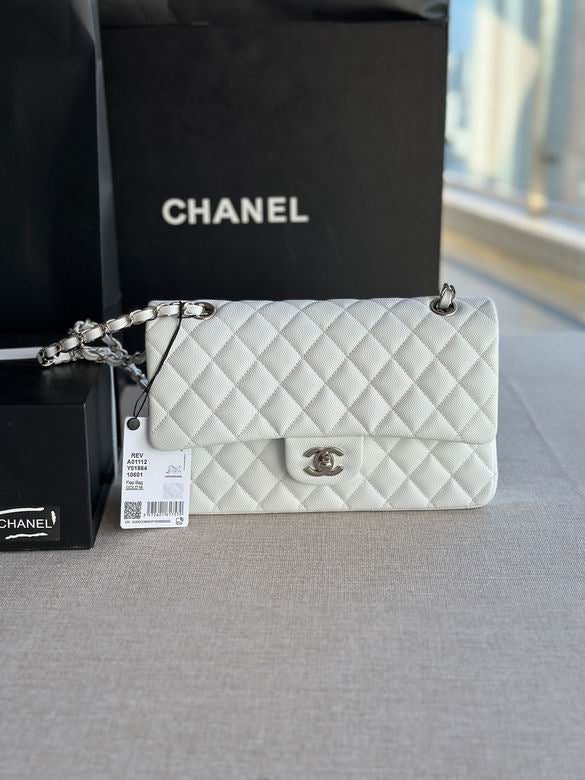CC Lambskin Chain Shoulder White