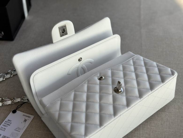 CC Lambskin Chain Shoulder White