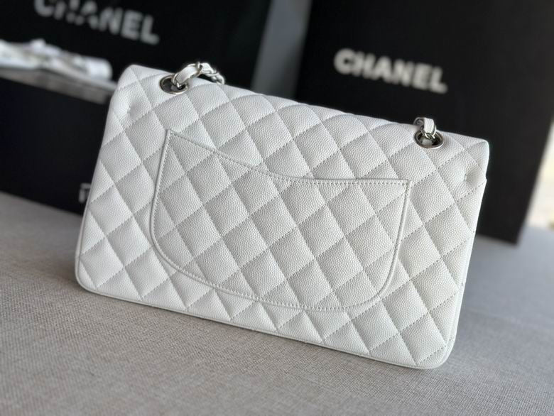 CC Lambskin Chain Shoulder White