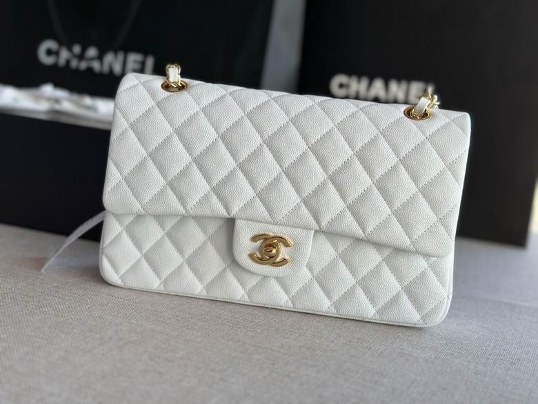 CC Lambskin Chain Shoulder White