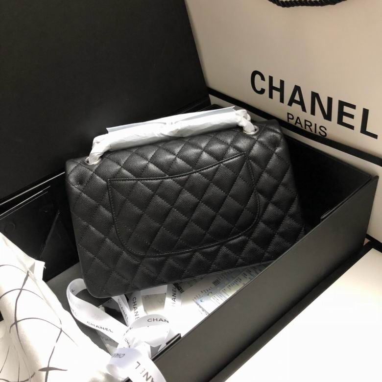 CC Lambskin Chain Shoulder Black