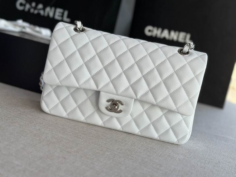 CC Lambskin Chain Shoulder White