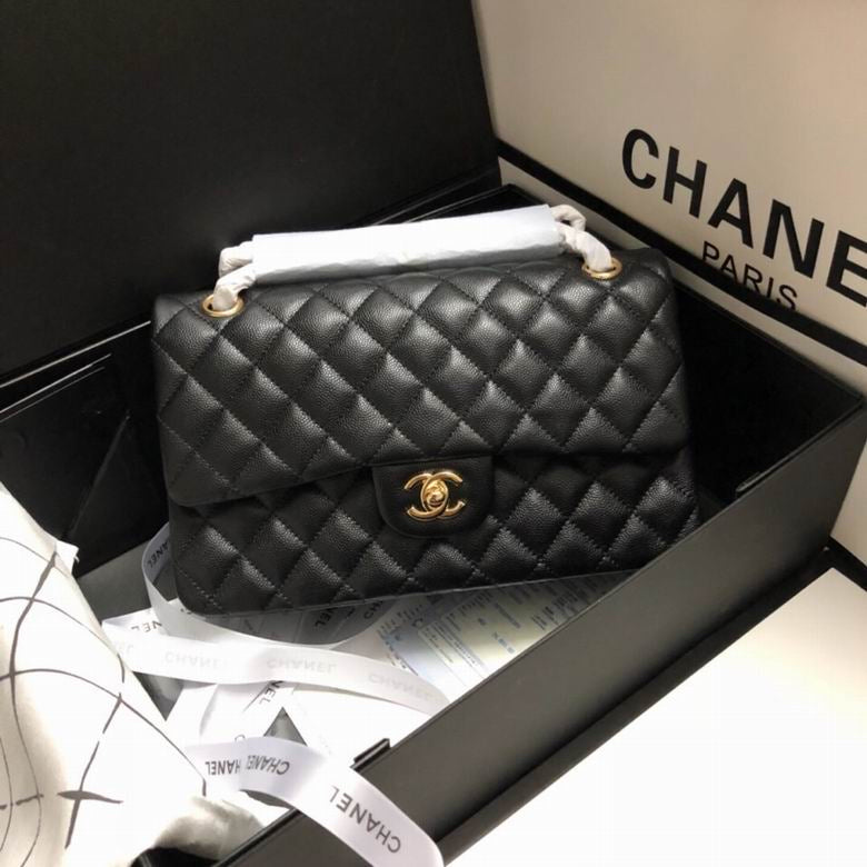 CC Lambskin Chain Shoulder Black