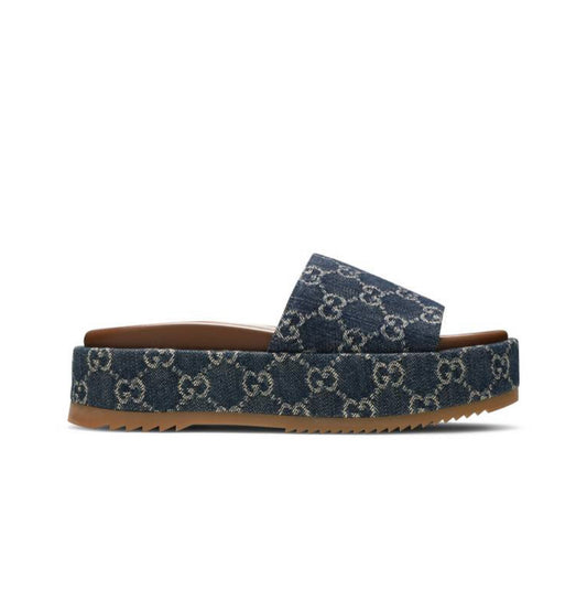 GG Platform Slide Sandal “Allover GG Denim”