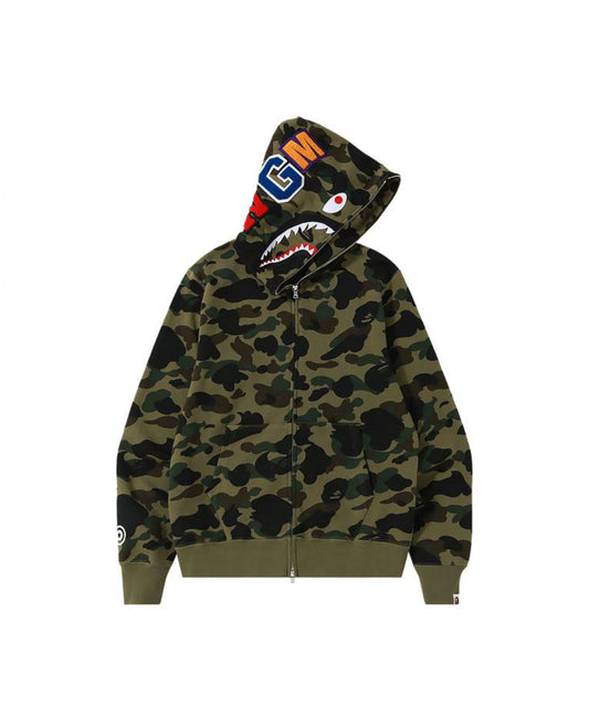 $Ape 1st Camo Shark Full Zip Hoodie “Green”