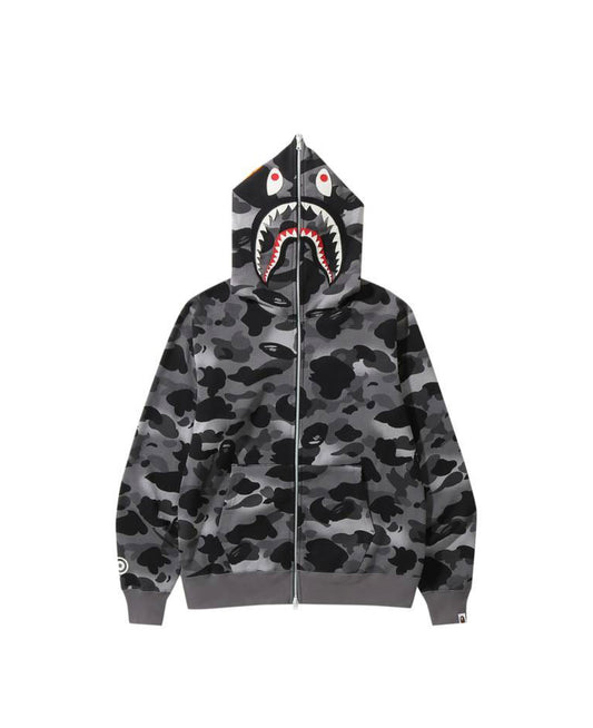 $Ape Grid Camo Shark Full Zip Hoodie “Black”