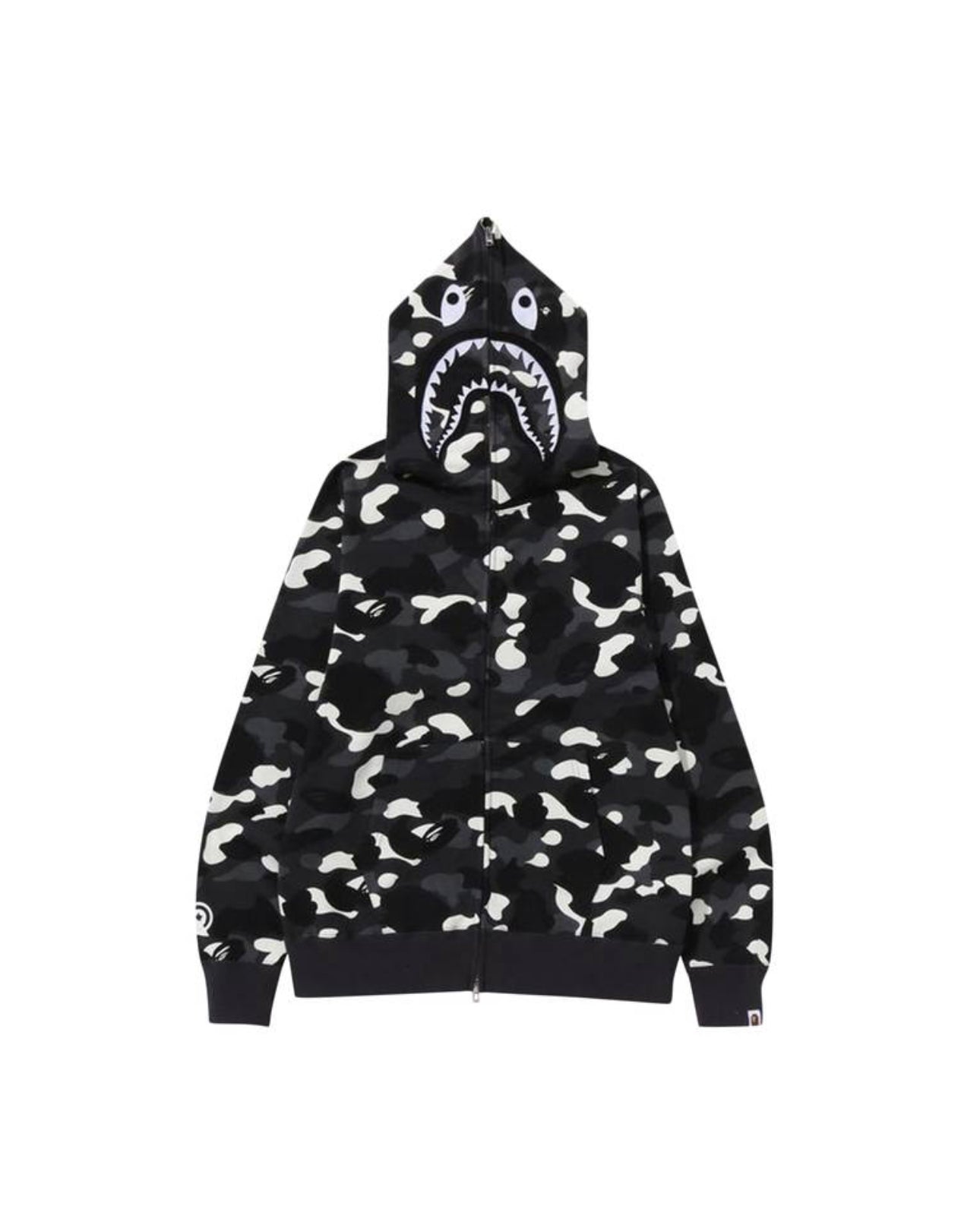 $Ape City Camo Shark Full Zip Hoodie “Black”