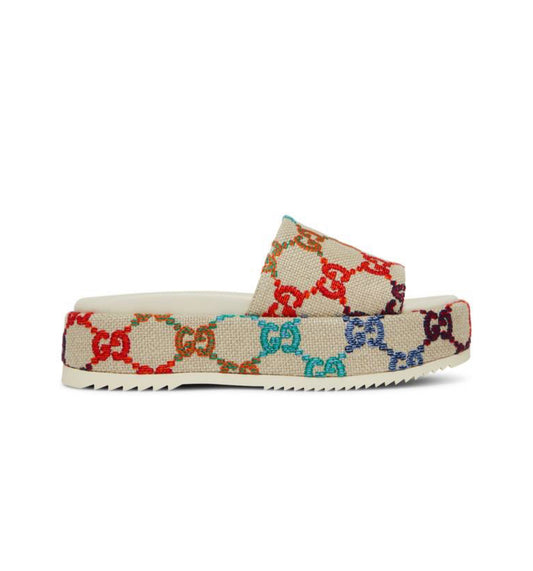 GG Platform Slide Sandal “White Multi”