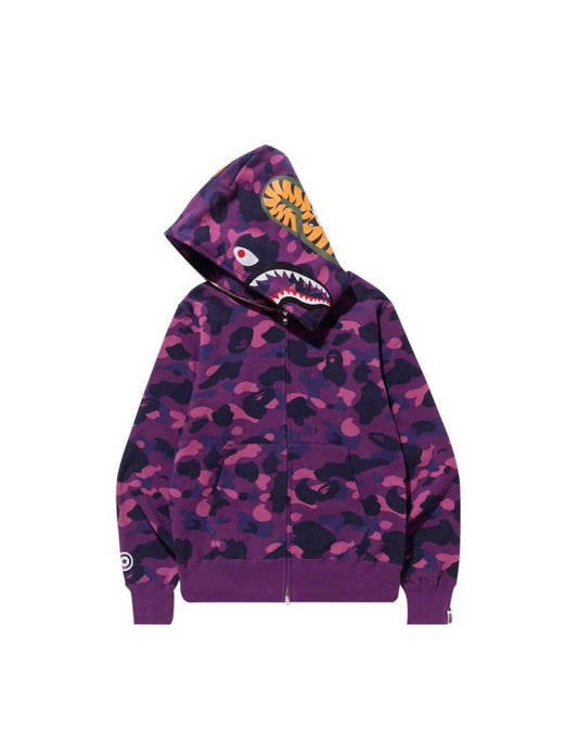 $Ape Camo Shark Full Zip Hoodie “Purple”