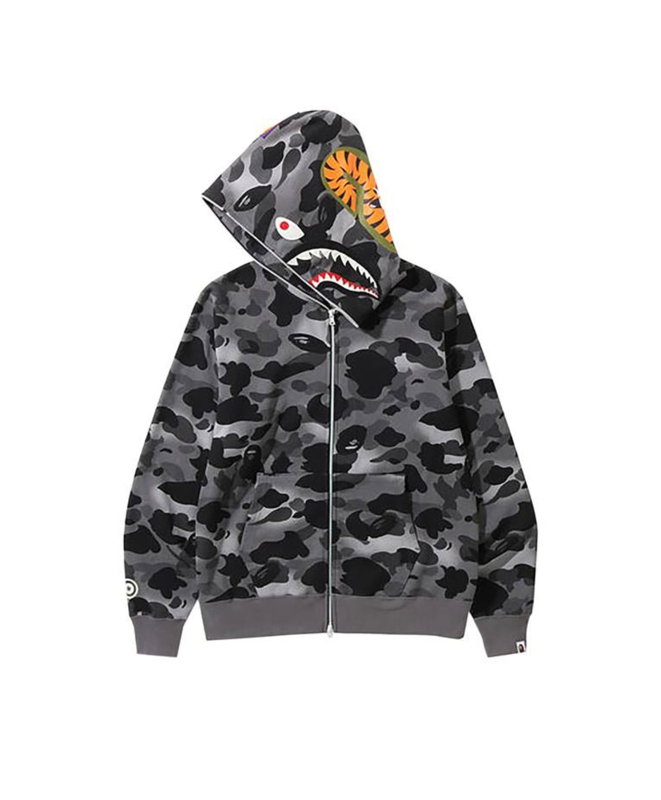 $Ape Grid Camo Shark Full Zip Hoodie “Black”