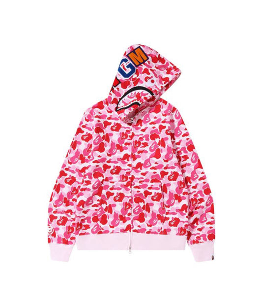 $Ape Camo Shark Full Zip Hoodie “Pink”