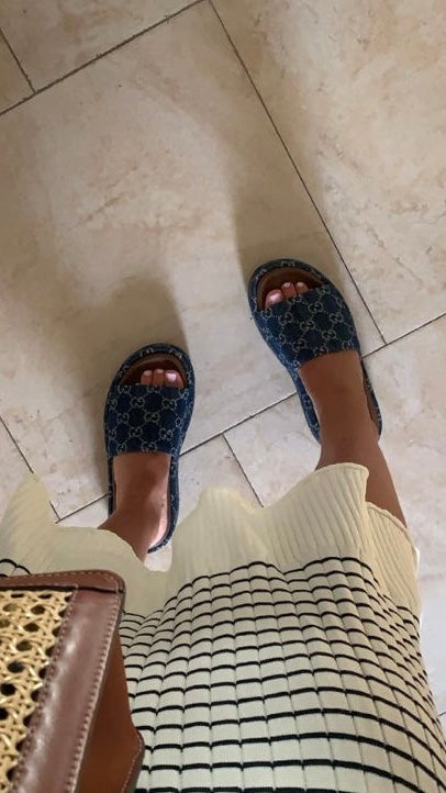 GG Platform Slide Sandal “Allover GG Denim”