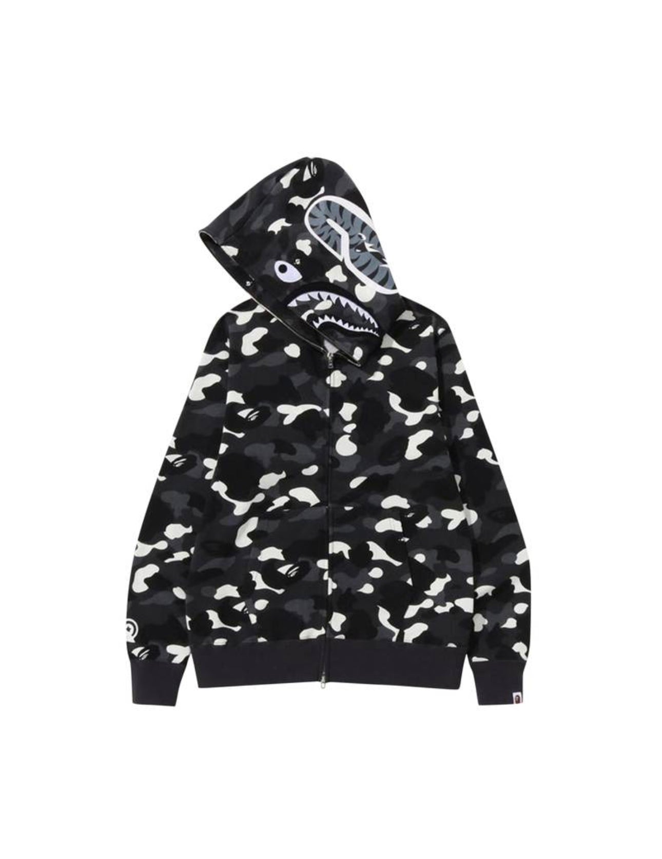$Ape City Camo Shark Full Zip Hoodie “Black”