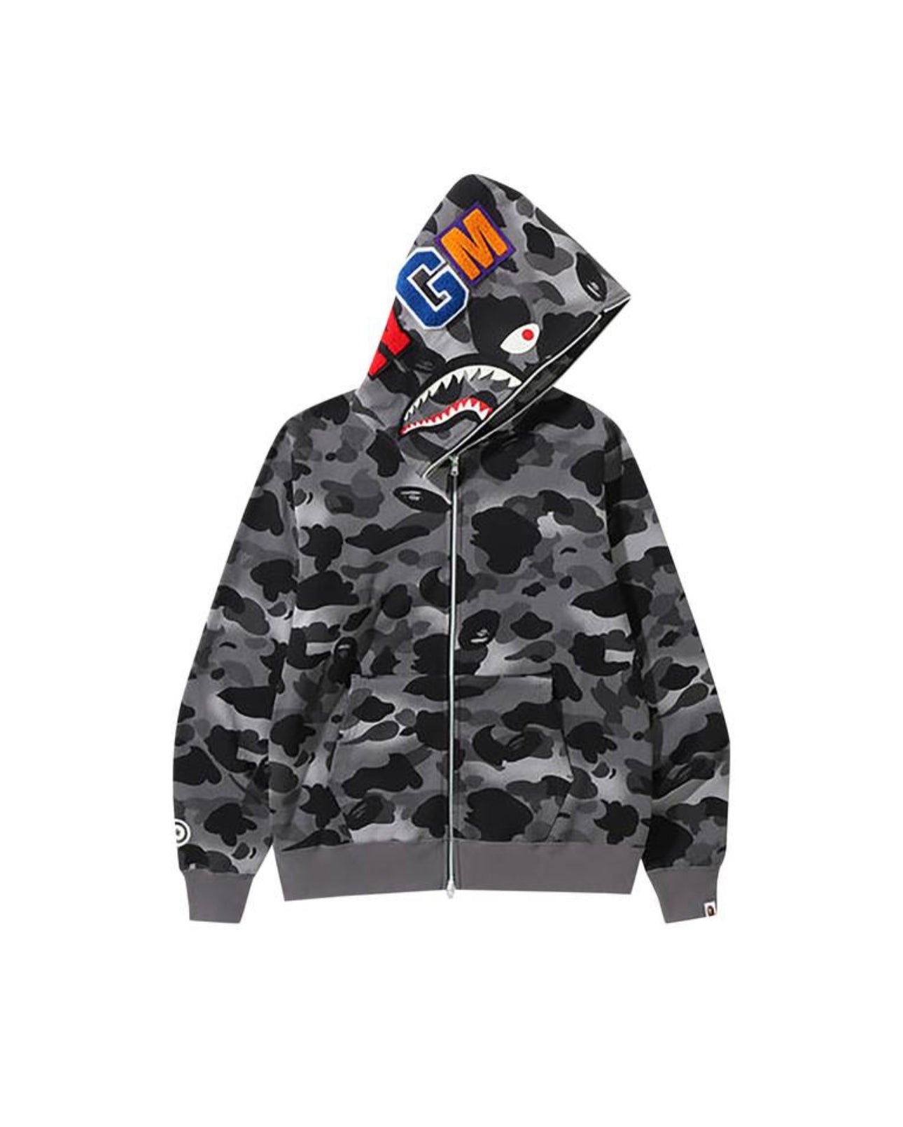 $Ape Grid Camo Shark Full Zip Hoodie “Black”
