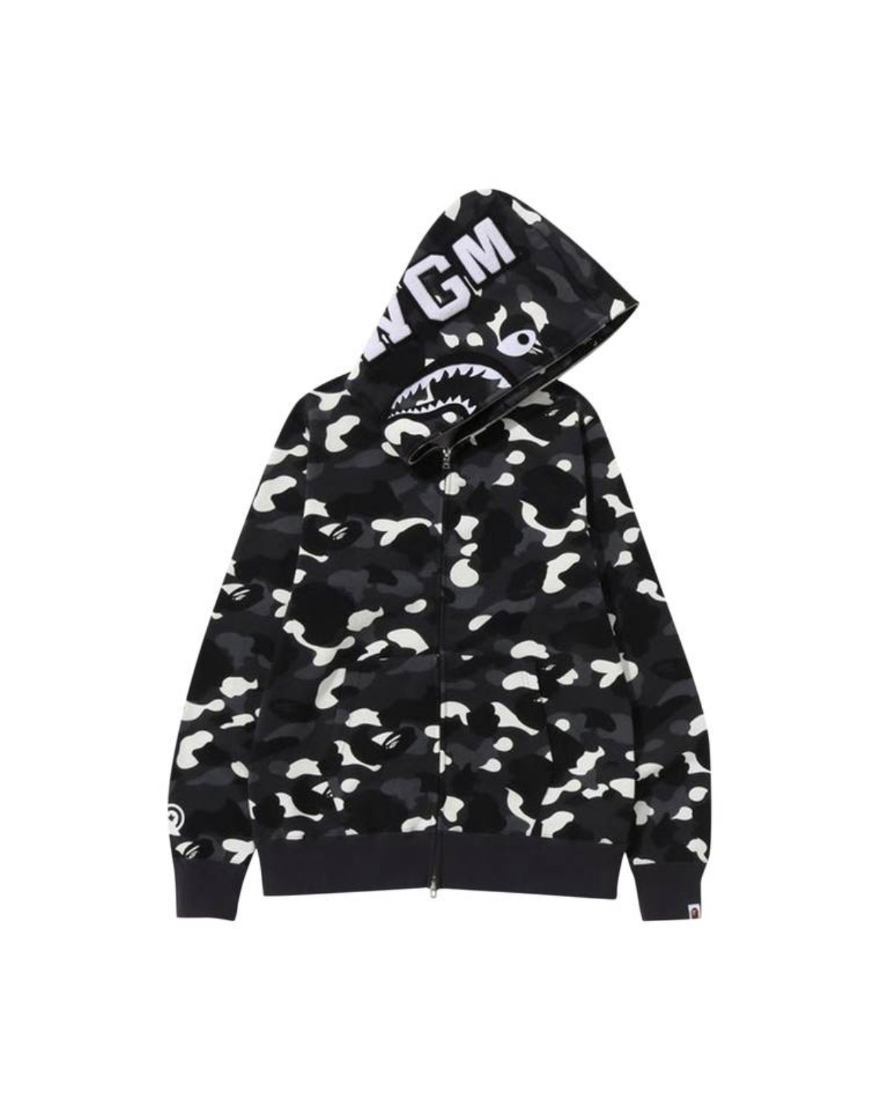 $Ape City Camo Shark Full Zip Hoodie “Black”