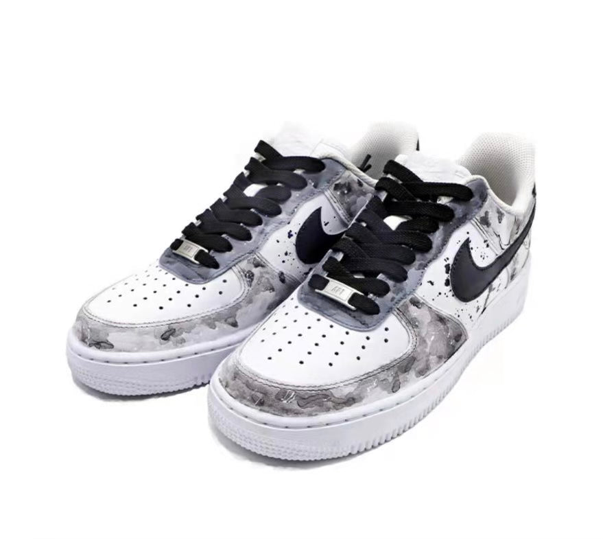 *CUSTOM* Black & White Landscape Painting AF 1’s