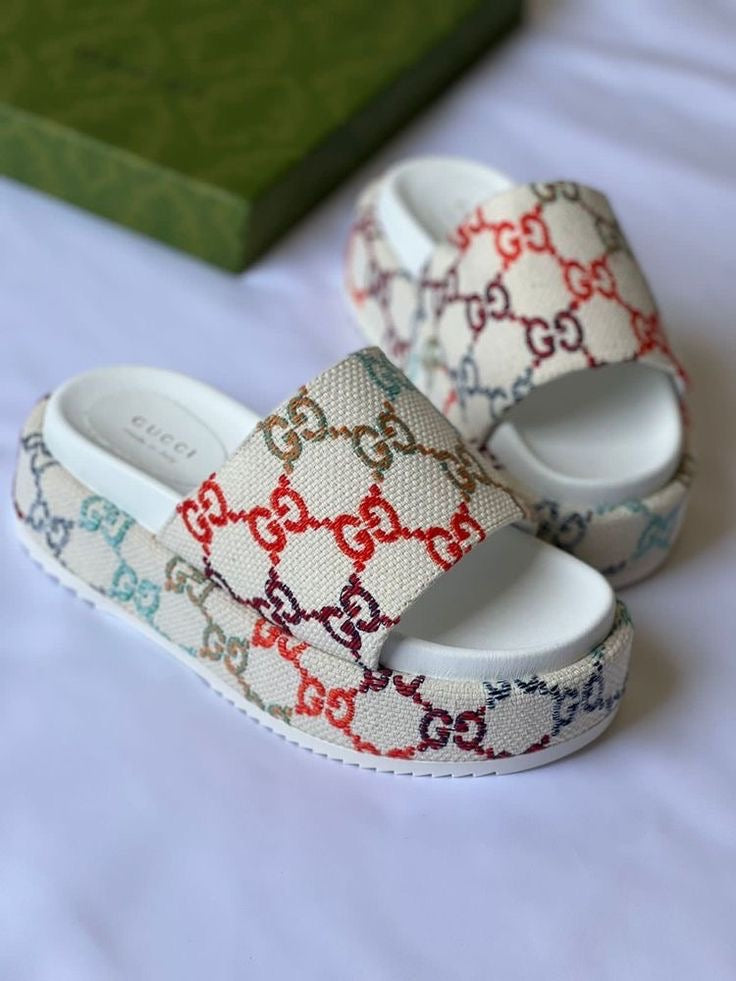 GG Platform Slide Sandal “White Multi”